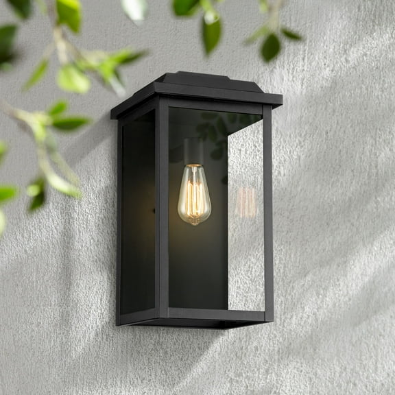 John Timberland Eastcrest Modern Outdoor Wall Light Fixture Textured Black 18 1/2" Clear Glass Panels for Post Exterior Barn Deck House Porch Yard