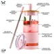 thumbnail image 2 of Vasos de vidrio Pandaloo con tapas y pajitas 600 ml Tender Pink, 2 of 7