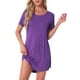 thumbnail image 1 of Camisón de mujer INSPIRE CHIC, vestido de camiseta, colorido, a rayas, con mangas cortas, camisón de noche, 2XL, púrpura, 1 of 6