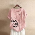thumbnail image 4 of Birdeem Blouses pour Femmes T-Shirt d'Été à Col Rond Manches Courtes Mode Décontractée Imprimé Bouton, 4 of 12