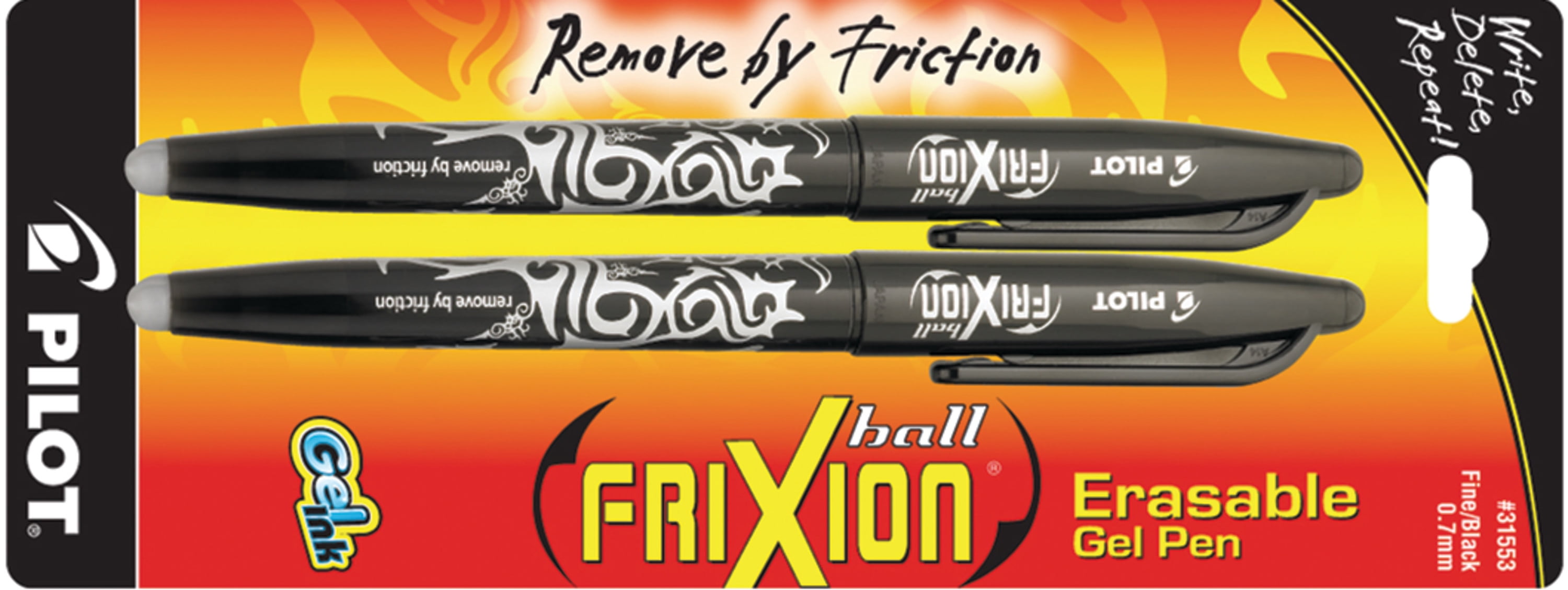 Black Frixion Ball Erasable Gel Pen | Pilot #FX7-BLK