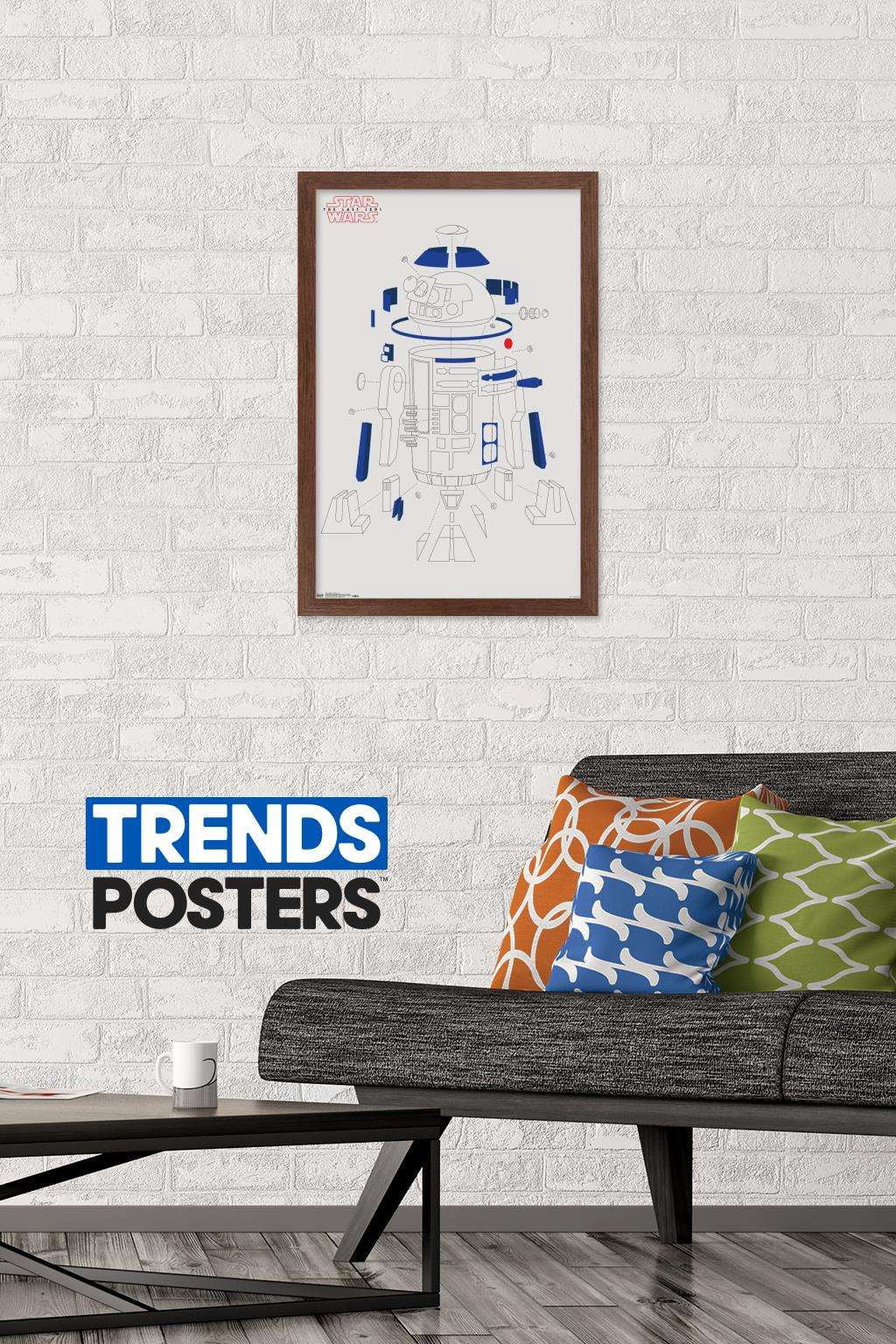 Star Wars: The Last Jedi - R2 Blowout Wall Poster, 14.725" x 22.375", Framed