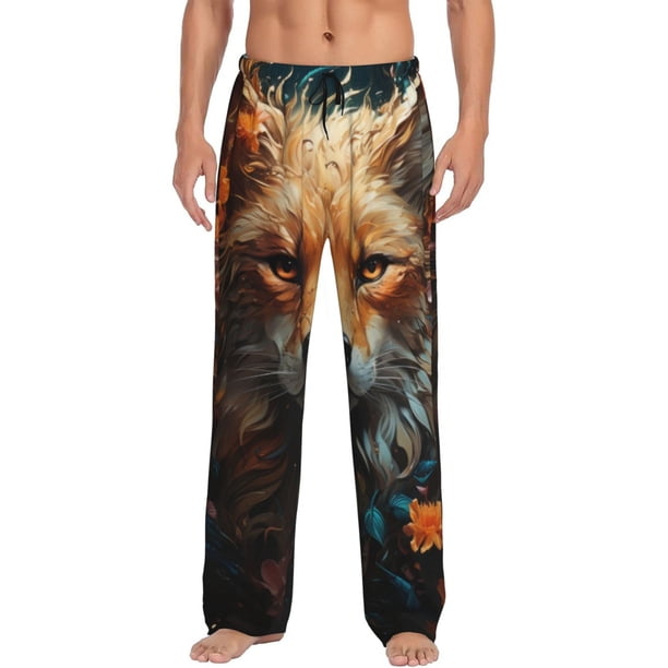 Balery Floral Fox Pantalones de pijama para hombre, pijama ultraligero, pantalón de descanso-Medium