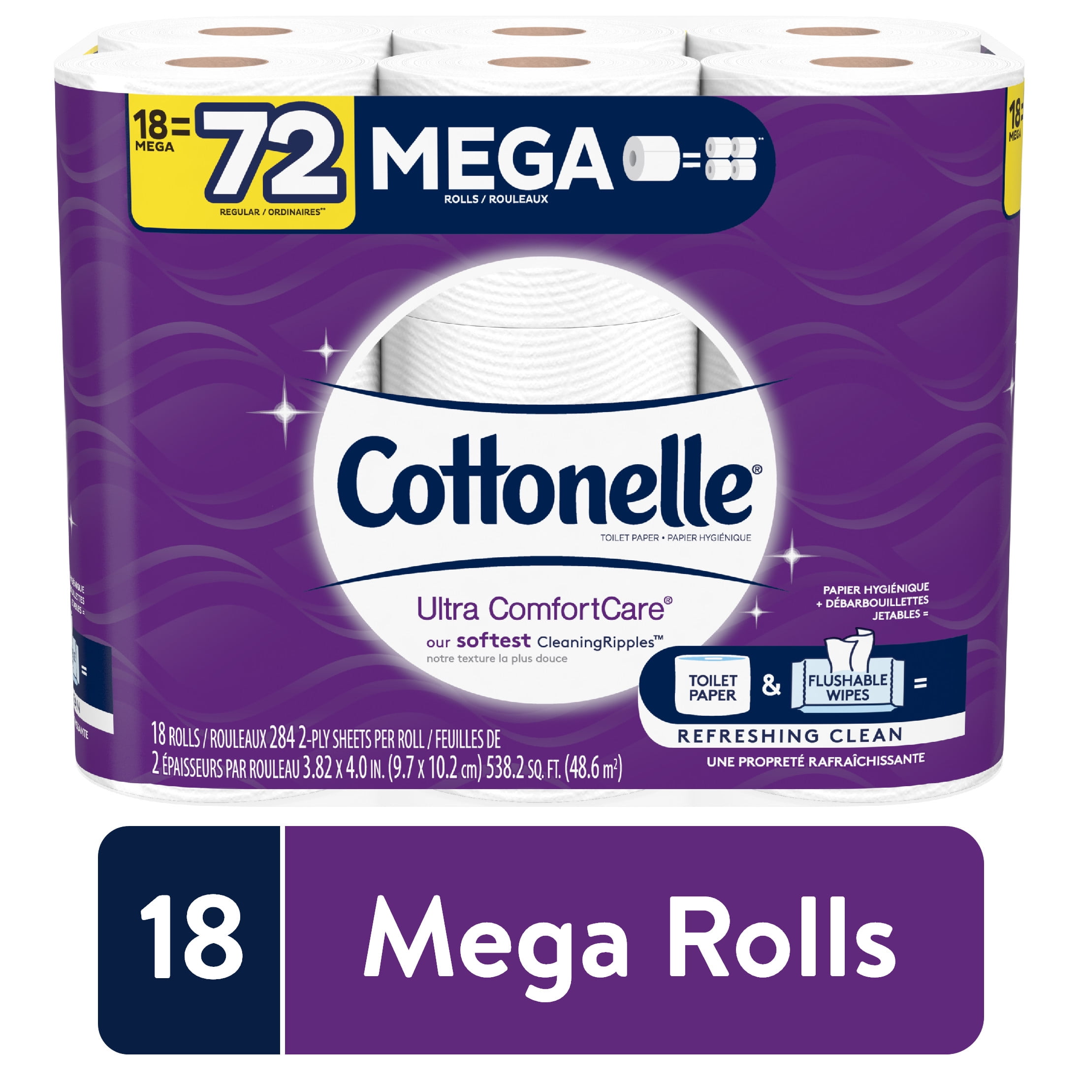 Cottonelle Ultra ComfortCare Soft, 18 Mega Rolls, Bath Tissue Walmart