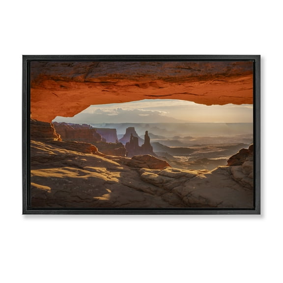 Stupell Industries Under Canyon Rocks View Landscape & Nature Photography Black Floater Framed Canvas Art Print Wall Art, 25 x 17