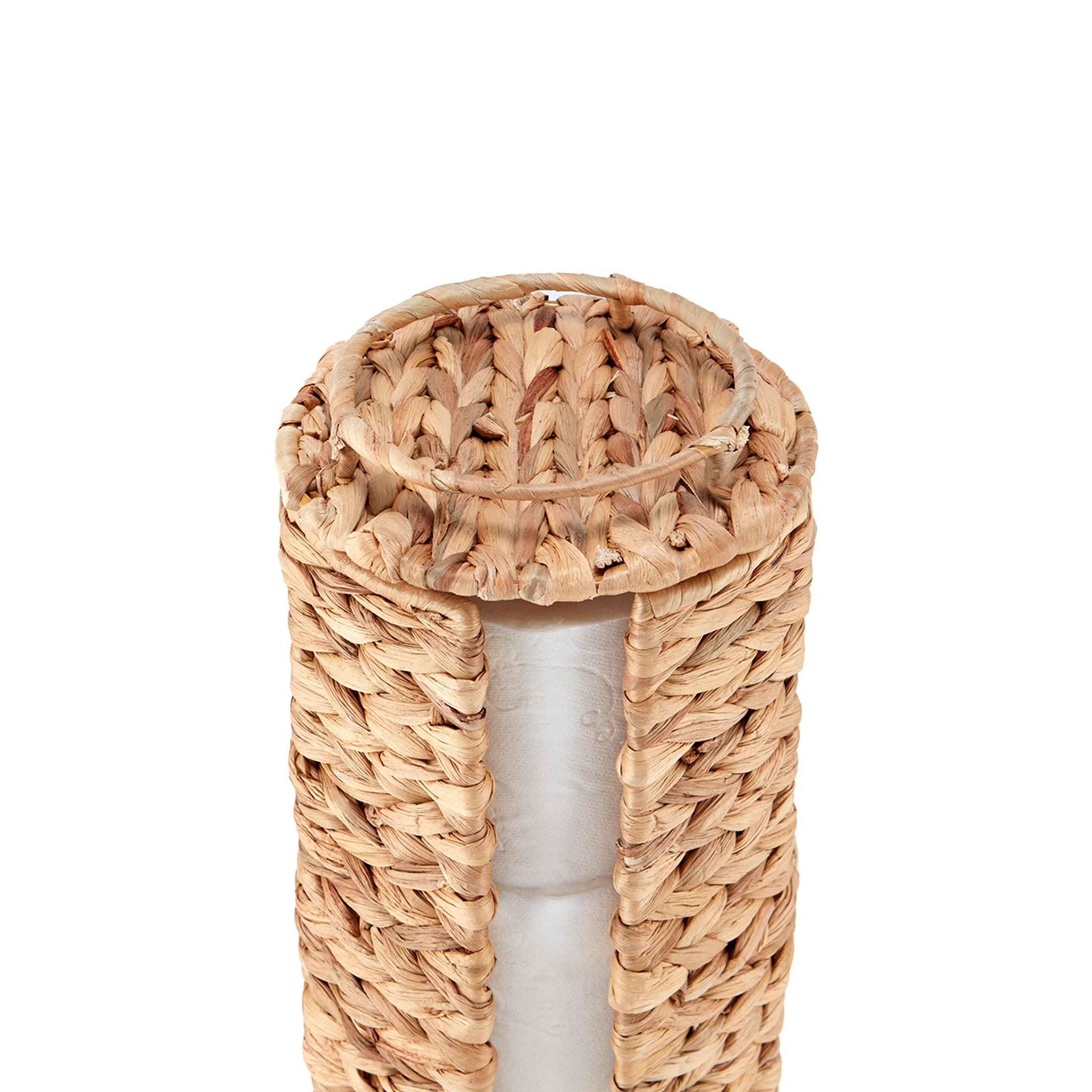 Better Homes & Gardens Floor Standing Toilet Paper Reserve with Lid, Natural Hyacinth