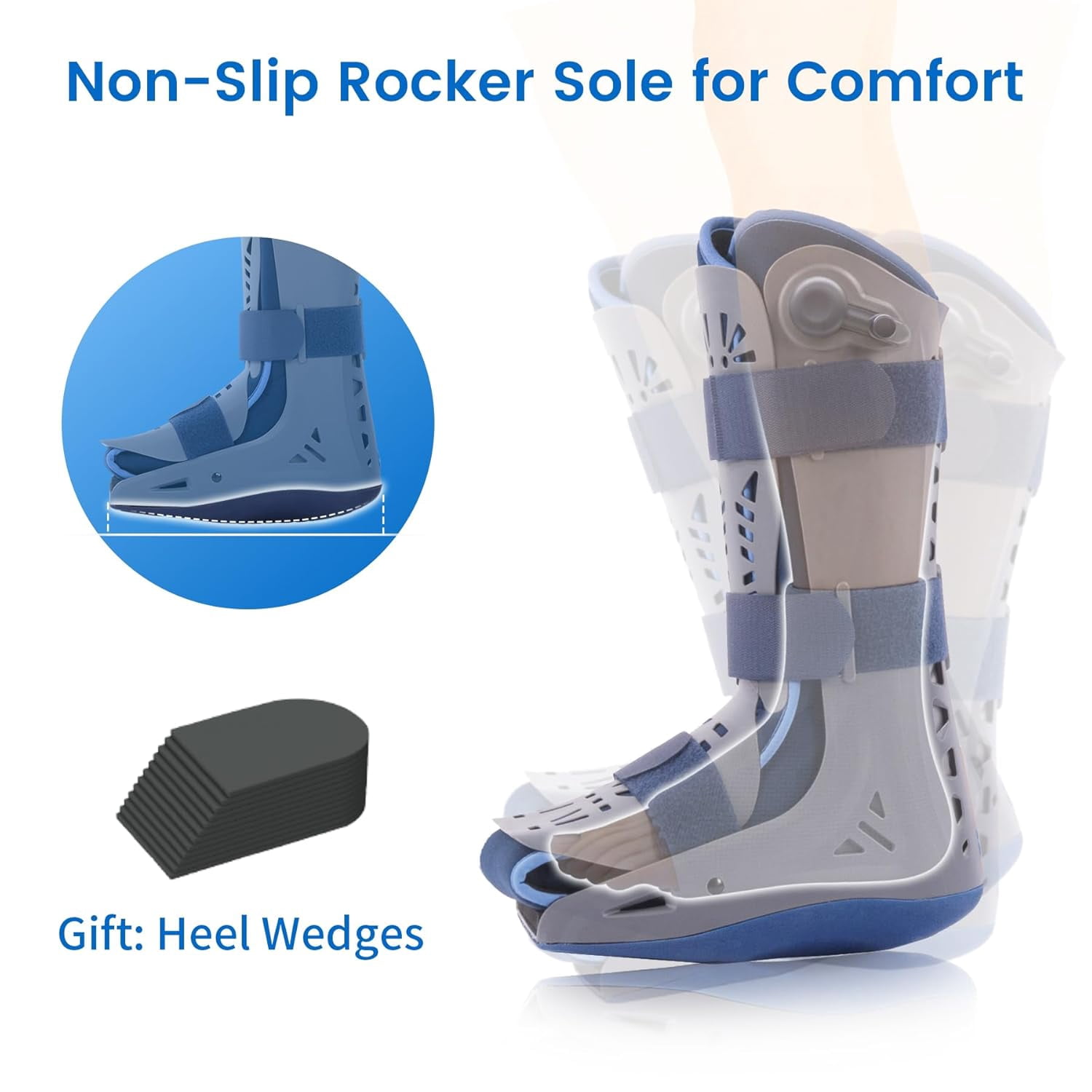 Tall Air Boot Tall CAM Boot,Orthopedic Walking Boot for Sprained Ankle with Air Pump ,Unisex Foot Brace for Injured Foot, Ankle Sprain, Broken Toe & Post Surgery(Small)