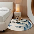 thumbnail image 3 of Ocean Blue Fish Round Area Rugs 3 ft, Welcome Nautical Sea Watercolor Fish Starfish Linen Washable Small Area Rug with Non-Slip Sturdy Edge Binding Round Front Door Mat Floor Carpet for Entryway, 3 of 9