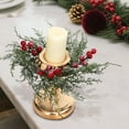 thumbnail image 5 of 6 Pcs Christmas Candle Rings Wreath Artificial Candle Rings with Red Berry, Snowy Pine Garland Candle Ring Holder for Christmas Decorations Table Centerpiece, 5 of 8