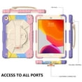 thumbnail image 6 of Allytech Kids Case for iPad 9th/8th/7th Gen 2021/2020/2019 Cover with Pencil Holder/ Shoulder Strap, 360°Rotating Kickstand Hand Strap Rugged PC + TPU Shockproof Case for iPad 10.2", Colorful Pink, 6 of 6