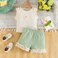 thumbnail image 2 of LUOGENLI Little Girl Outfits 4th of July Summer Toddler Girls Sleeveless Floral Vest T Shirt Tops Shorts Outfits Little Girl Outfits Size 7/8 Dressy 4th of July Light Green 24M, 2 of 9