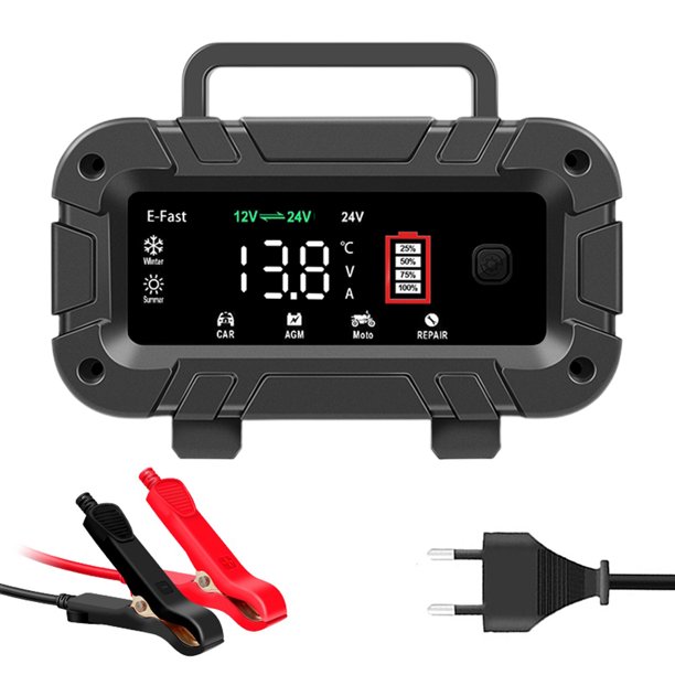 Cargador de batería de 7 segmentos 24V 5A Cargador de reparación de impulso para Auto AGM EFB Tmvgtek Accesorios para autos y motos