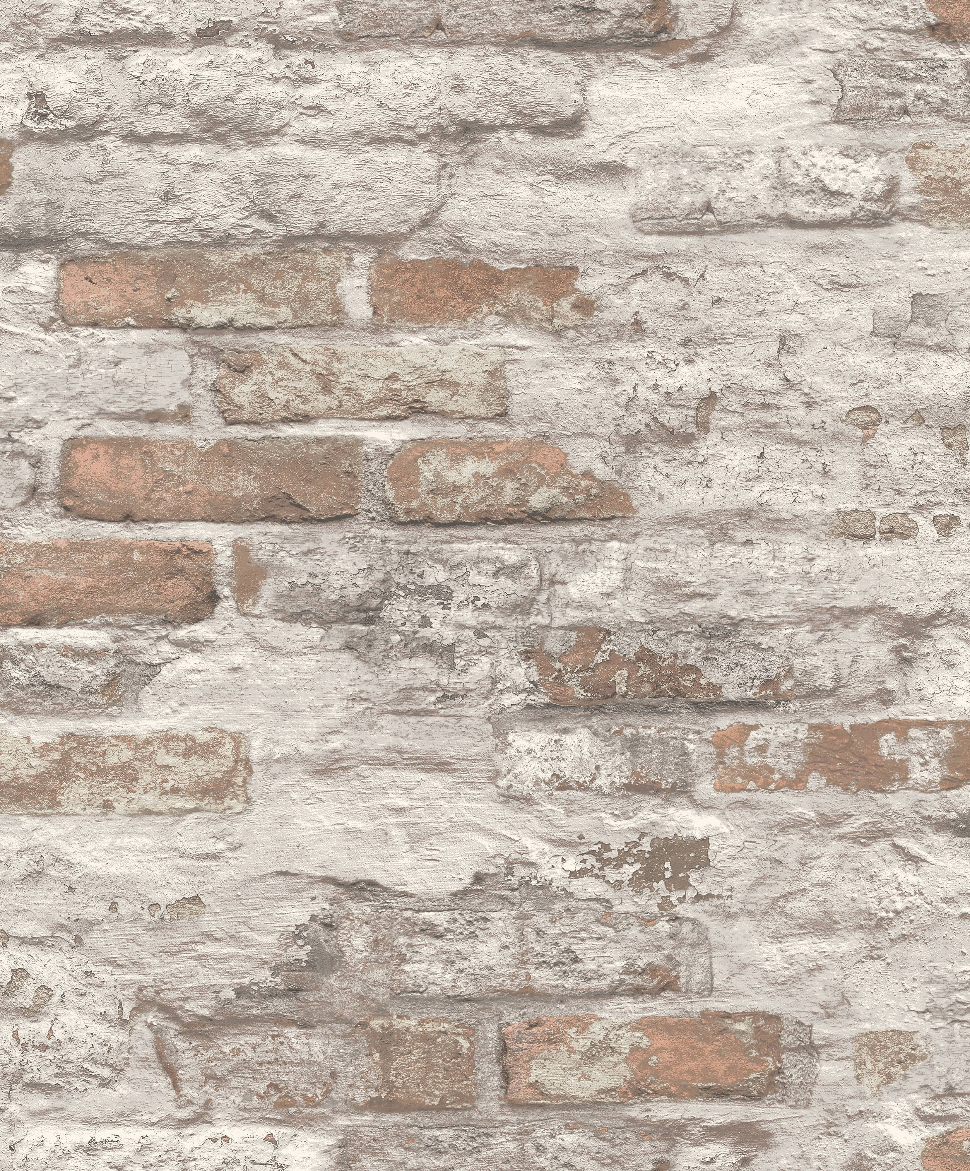 Brown & White Concrete Brick Effect Wallpaper R8388