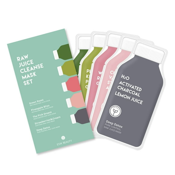 Mascarillas faciales ESW Beauty Raw Juice, paquete de 5 unidades, hidratantes y antienvejecimiento