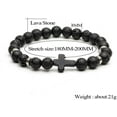 thumbnail image 4 of 4PCS Cross Beads Bracelet for Men Women 8mm Healing Lava Stone Stretch Bracelets,7.5", 4 of 13