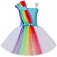 thumbnail image 3 of Vestido de tutú de arcoíris para niñas, vestido de fiesta de cumpleaños, vestido de princesa de tul con purpurina, disfraz de carnaval festivo para niñas pequeñas, 3 of 5