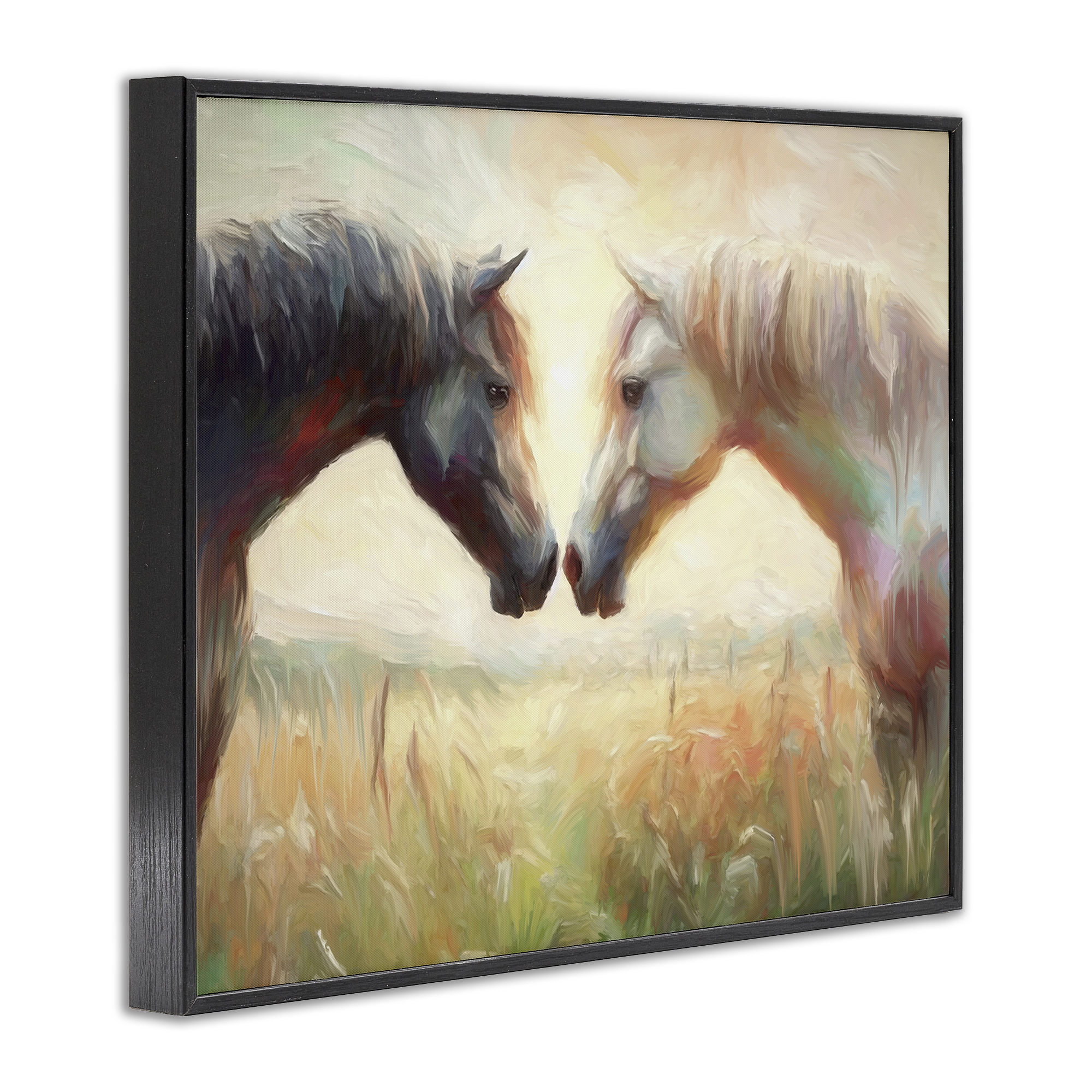 Stupell Industries Sunlit Horse Pair Animals & Insects Painting Black Framed Art Print Wall Art, 14 x 11