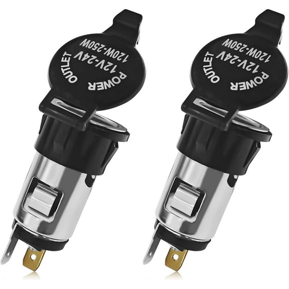 Cigarette Lighter Socket, Car Power Outlet Cigarette Lighter with Waterproof Cover & Extension Cable, Cigarette Lighter Adapter, 12V Female Power Outlet Socket Replacement for Truck SUV (2PCS)