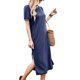 thumbnail image 4 of Vestido largo de cuello redondo de moda para mujer vestido sólido de manga corta Pompotops ghjkhdj10566, 4 of 9