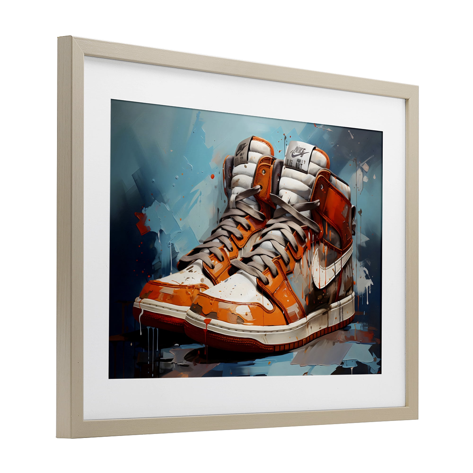 Stupell Industries Red & White Sneakers Splash Birch Framed Print Under Glass, design by Creative Studio