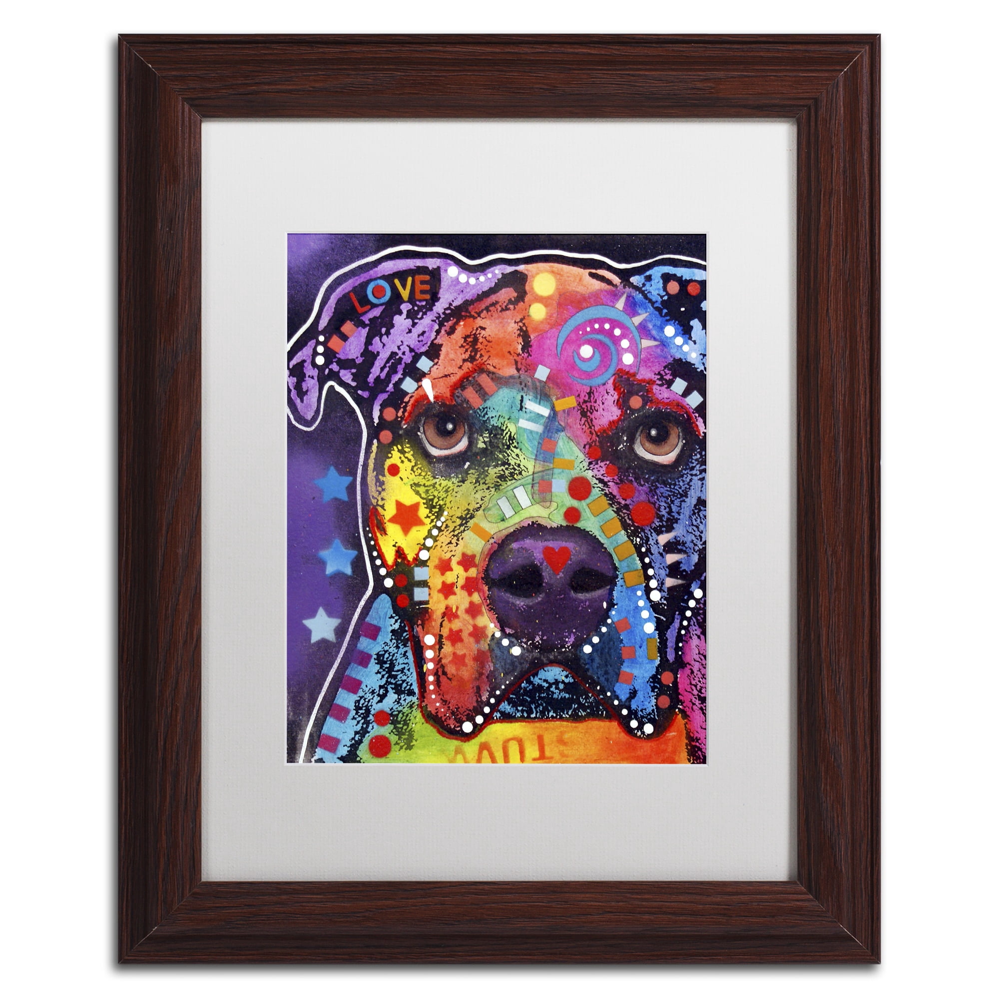 Trademark Fine Art "American Bulldog 121609" Canvas Art by Dean Russo, White Matte, Wood Frame