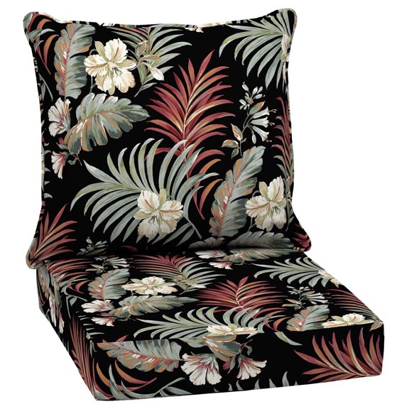 ARDEN Outdoor Deep Seat Cushion Set, 24 x 24, Water Repellant, Fade Resistant, Deep Seat Bottom and Back Cushion for Chair, Sofa, and Couch, Simone Black Tropical