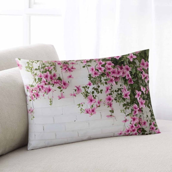 Pink Spring Floral Standard Size Pillow Cover, Pillowcase Protectors with Zipper, Breathable Decorative Throw Pillow Case Cover, Summer Flowers Farmhouse Pillow Shams for Couch Sofa 20x26Inch