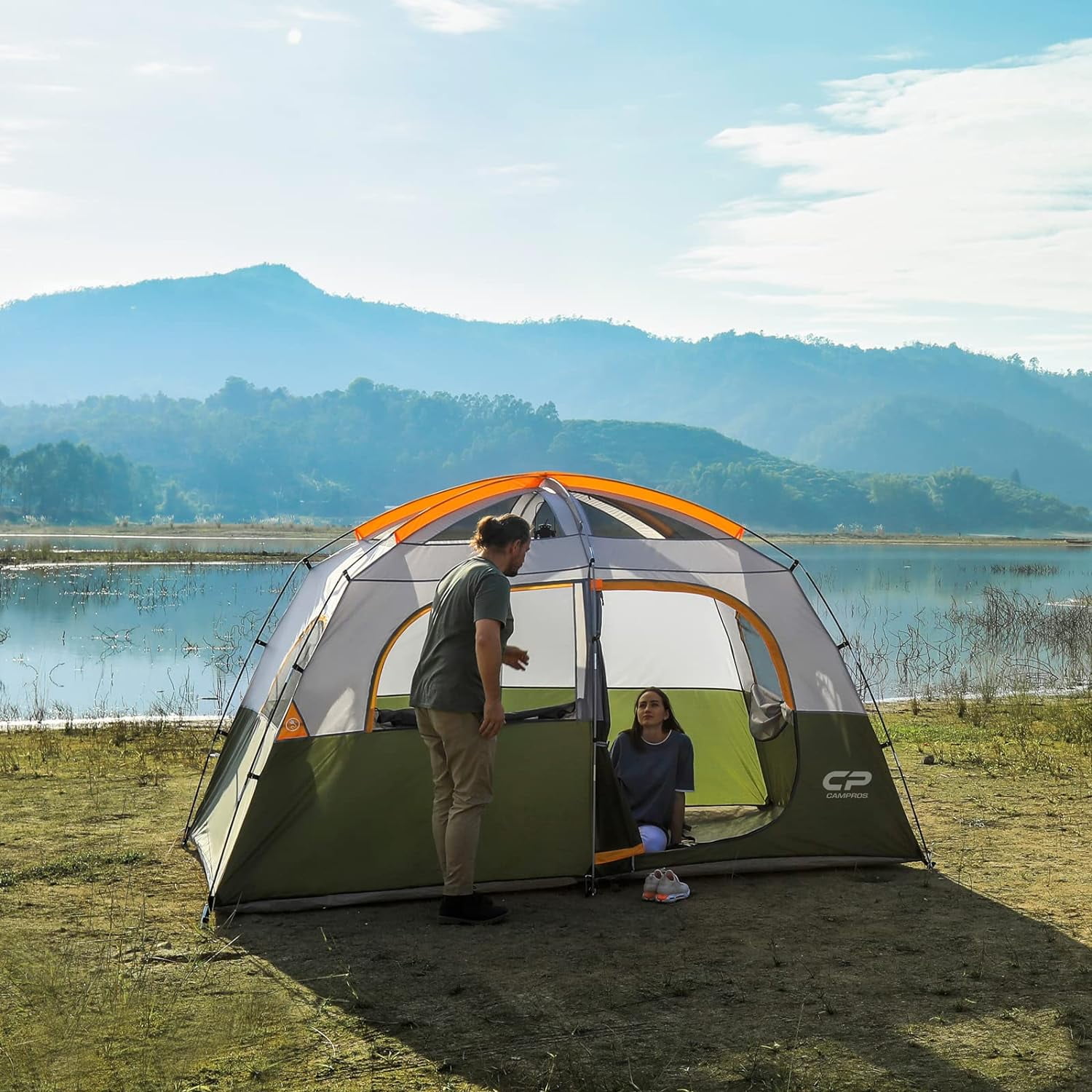 CAMPROS 6 Person Camping Tent Waterproof Windproof Family Tent Double Layer Portable with Carry Bag Walmart