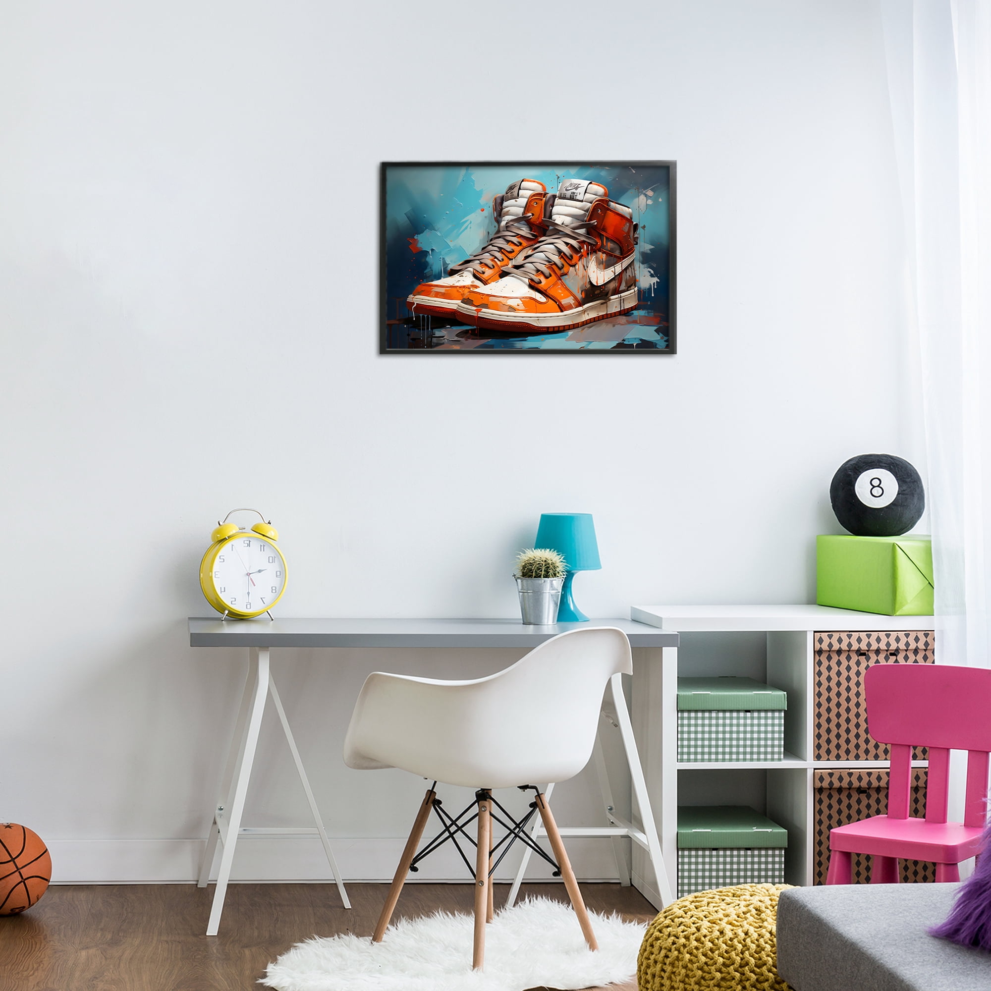 Stupell Industries Red & White Sneakers Splash Black Framed Giclee Art, design by Creative Studio