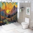 thumbnail image 7 of RUIYC Mountain Sun, Forest Trees River Vintage Aesthetic Art Durable and Washable Shower Curtain in Multiple Sizes White, 7 of 7