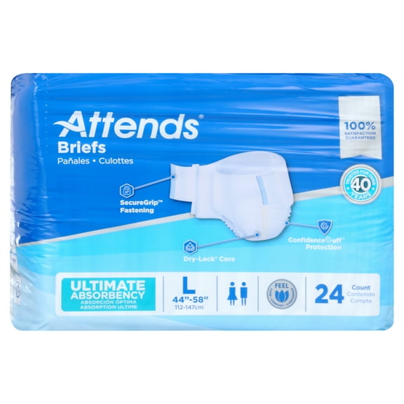 Attends Adult Incontinence Brief L Heavy Absorbency Contoured, DDC30, Severe, 24 Ct