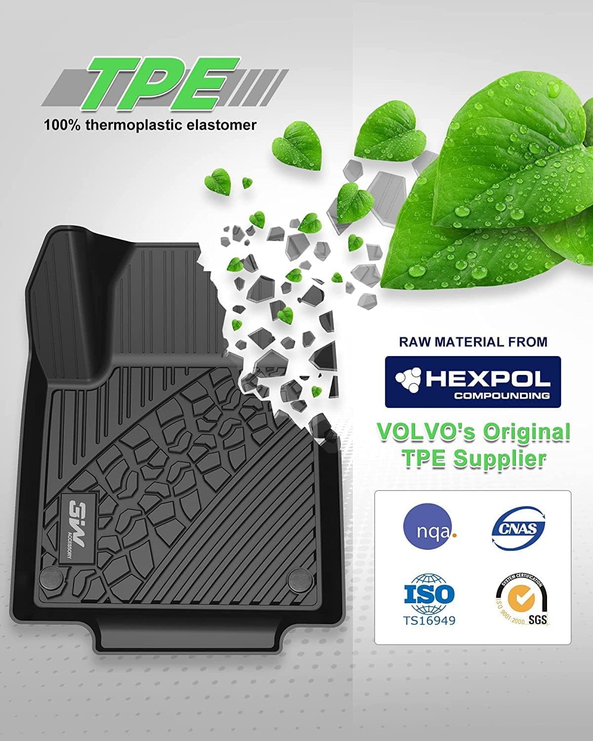 3W Floor Mats for Ford F150 SuperCrew Cab 2015-2025 TPE All Weather Custom Fit 1st and 2nd Row Full Set Car Liners Black