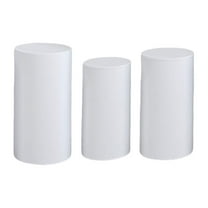 Mornei 3 Pieces Cylinder Pedestal Stands Slipcovers,Cylinder Plinth Stand Covers Plinth White