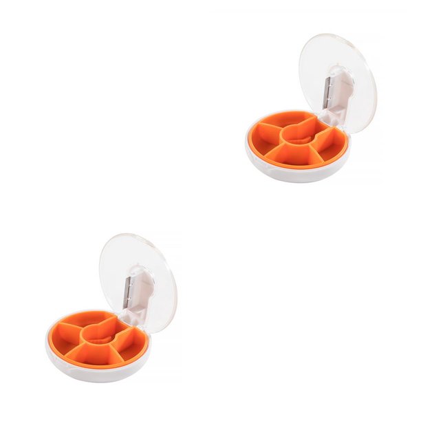 sweethay Pill Splitter Box ABS PC Cortador de acero inoxidable Sellado Tablet Divider Interior Exterior Hogar Dormitorio Estuche de viaje Blanco Blanco 2Conjunto