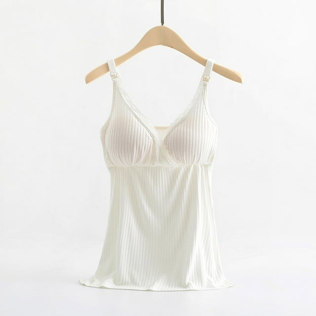 Tidyack , Prix Réduit, Camisoles d'Allaitement, Hauts de Maternité pour Infirmières, Mélange de Coton Doux, Design Sans Manches, pour Nouvelles Mamans, Compatible avec l'Allaitement, Port Confortable, Débardeurs de Tous les Jours / Polyester, Blanc