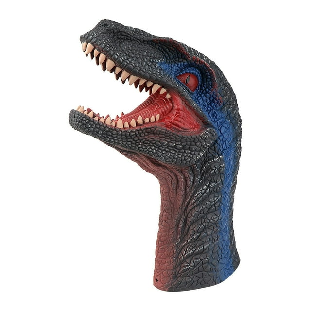 Títeres de mano de dinosaurio HUOGUO, tiranosaurio Rex realista de goma blanda