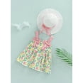 thumbnail image 3 of Kiapeise Baby Girls Suspender Dress Floral Print Bowknot A-Line Princess Dress Beach Dresses Straw Hat Set, 3 of 9