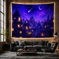 thumbnail image 6 of Fantasy Cityscape Under Starry Night, Serene Whimsical Celestial for Space Lovers, Fantasy Wall Art, Housewarming Gift Tapestry Wall Hanging for Bedroom, Living Room and Dorm, 6 of 7