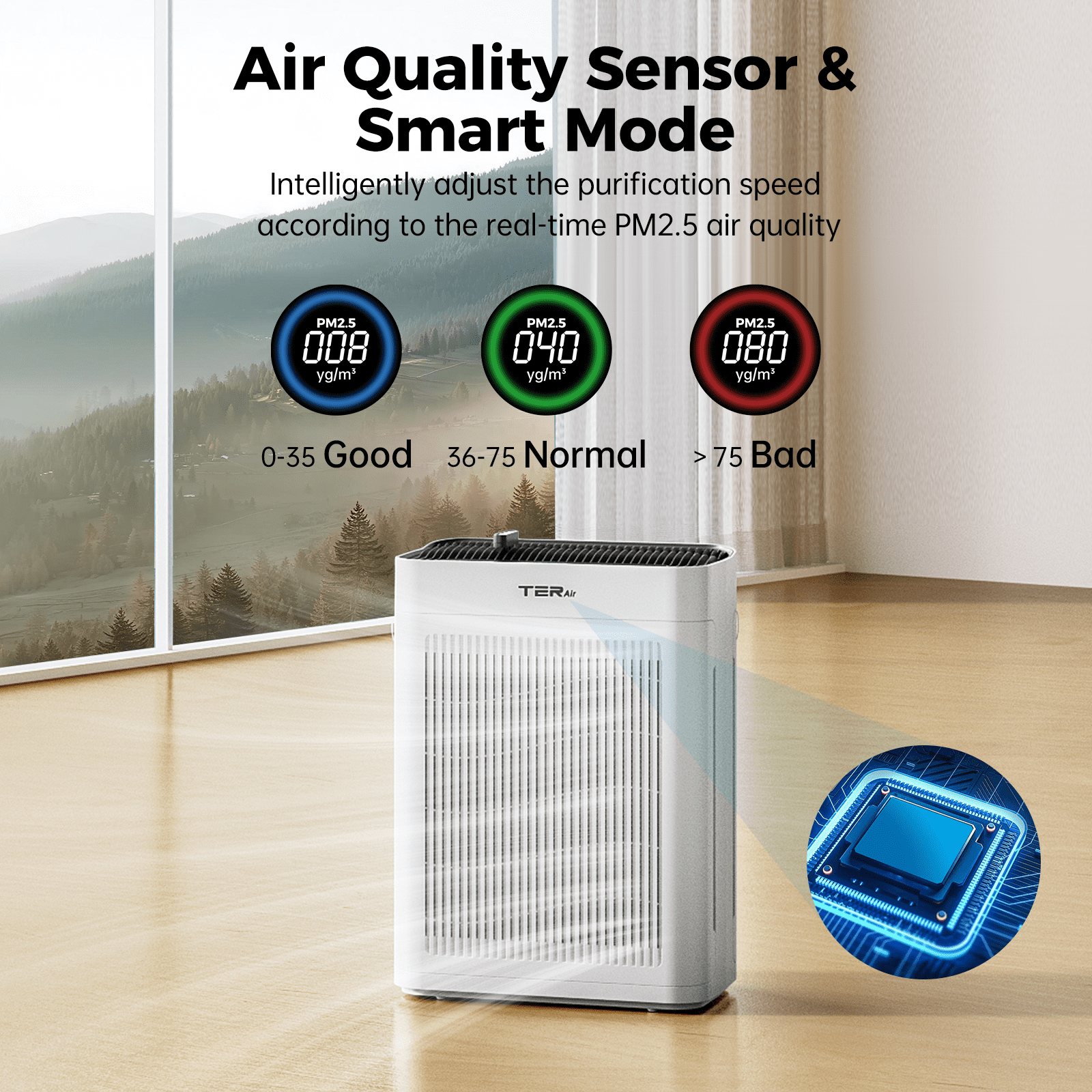Air Purifier for Home Large Room Bedroom Up to 2500 Sq Ft with Washable Filters, H13 Hepa Double-Sided Air Filter Purifier PM 2.5 Sensor, Air Cleaner for Bedroom, Dust, Pets, Smoke, Pollon 22dB