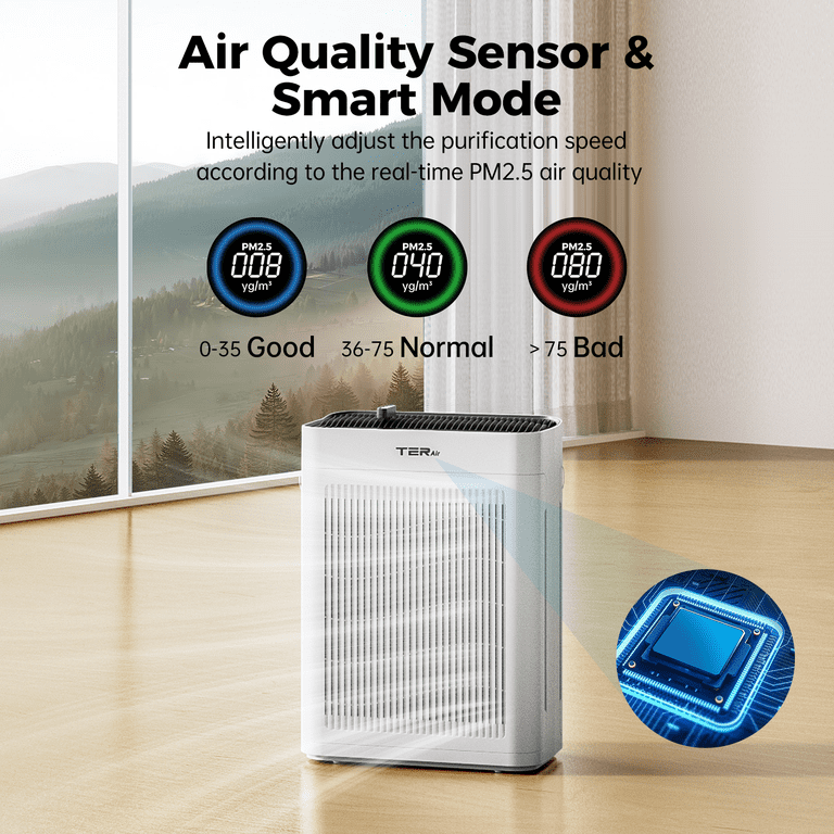 TER Air Large Room Air Purifier Up to 2500 Sq Ft, HEPA PM 2.5