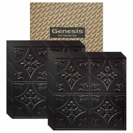 Genesis 2ft x 2ft Black Antique Ceiling Tiles- Pack of 12