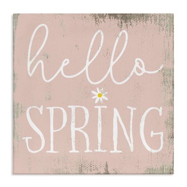 Stupell Industries Rustic Hello Spring Plants & Flowers Painting Wrapped Canvas Art Print Wall Art, 30 x 30