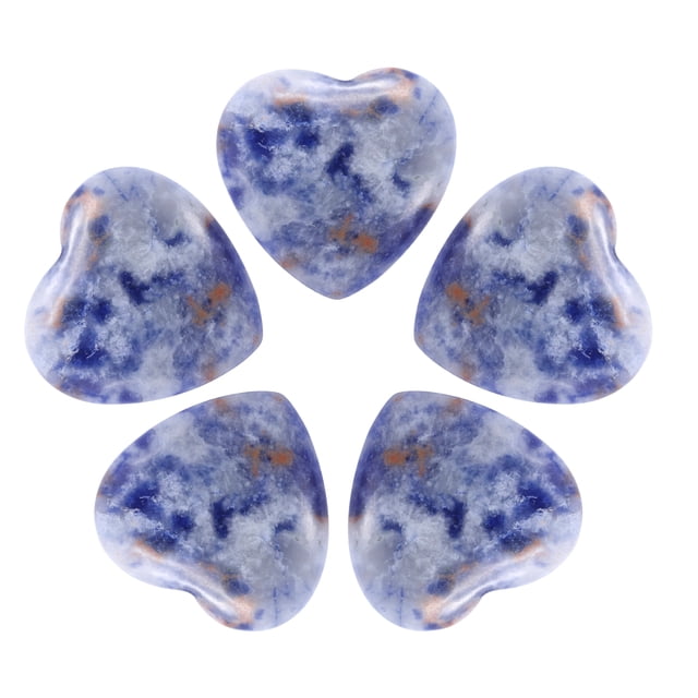 Uxcell 5Pcs Piedras Naturales en Forma de Corazón de Cuarzo Corazón de Amor Piedras de Preocupación para Equilibrar la Ansiedad Rayas Azules