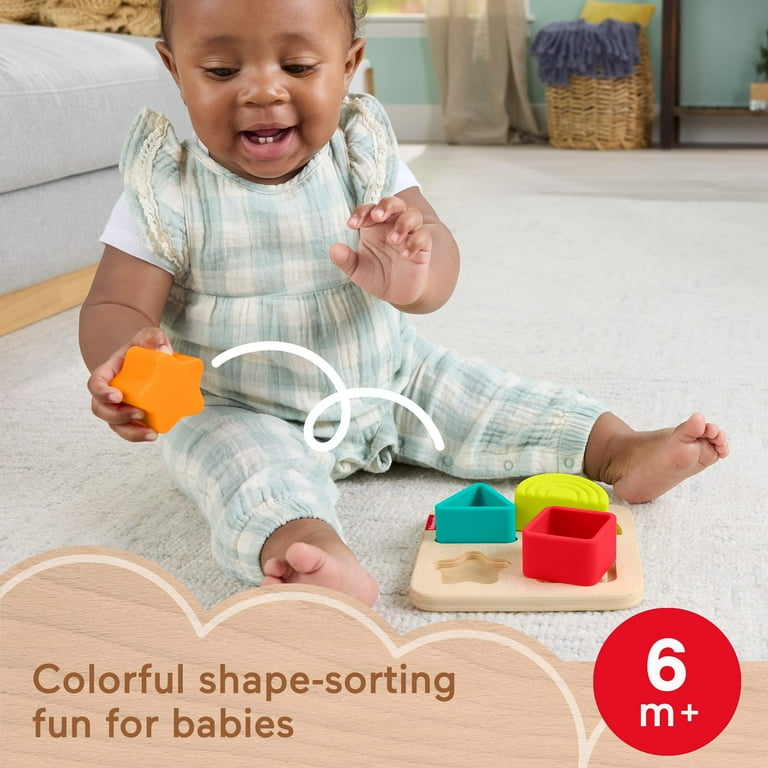 Fisher-Price Wooden Puzzle Shape-Sorting Toy for Babies
