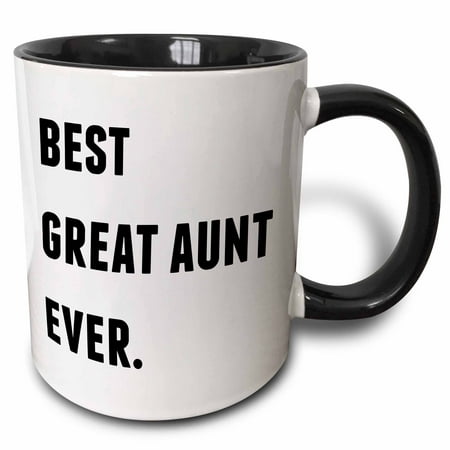 3dRose Best Great Aunt Ever, Black Letters On A White Background - Two Tone Black Mug,