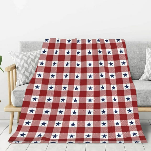 LangPing Independence Day Blanket, USA Flag Day Themed Flannel Party Blanket, Lightweight Sofa Throw Blanket for 4th of July Holiday & Patriotic Celebrations