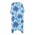 thumbnail image 2 of Xoenoiee Blue Monstera Palm Leaves Print Half Sleeve Kimono Cardigan for Women Plumeria Flower Lightweight Plus Size Open Front Beach Swimsuit Cover Ups Summer Outfits, 2 of 7