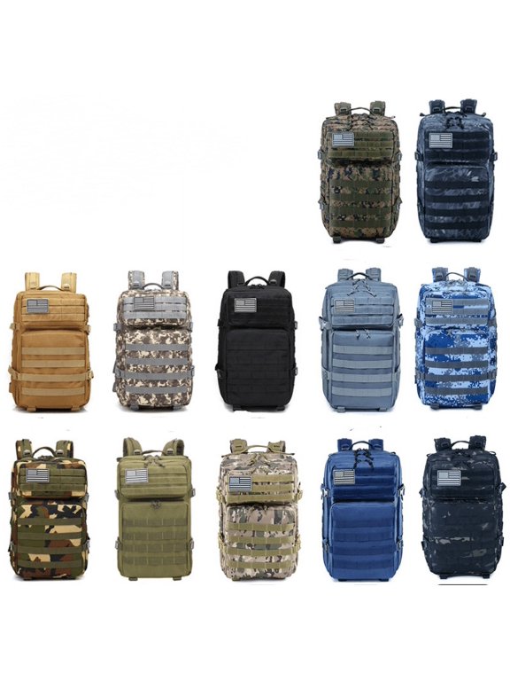 Sports Travel Backpack Army Fan Tactical Camouflage Backpack Sports Outdoor Backpack Travel Bag,Black CP Set