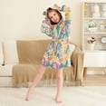 thumbnail image 3 of FORMRS Niños Bathrobe Unisex Hooded Robe Soft Plush Pajamas Sleepwear, Size 7-9T, Yellow Floral Wave, 3 of 7