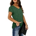 thumbnail image 4 of OSOLU Women T-Shirt Tshirts Tee Solid Color V-Neck T-Shirt Short Sleeve Tshirts Tee Loose Casual Tops Fashionable Dailywear, 4 of 7